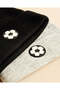 Boys Grey And Black Football Beanies 2 Piece Set - 2