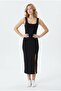 Women's Square Neck Thick Strap Sleeveless Slit Stylish Casual Dress - 3