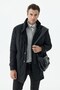Black Comfort Fit Berber Collar Zippered Coat - 3