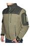 Men's Khaki Military Tactical Fleece Coat Softshell Shoulder Detailed Zippered Outdoor Jacket