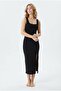 Women's Square Neck Thick Strap Sleeveless Slit Stylish Casual Dress - 2