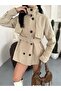 Stand-Up Collar Belted Windproof Mid-Length Trench Coat - 6