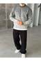 Transitional Pattern Crew Neck Knitwear Gray - 3