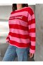 Women's Red Text Detailed Crew Neck Sweatshirt - 4