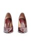 Crocodile Patterned Burgundy Leather Heeled Shoes - 3