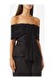 Lou Off-Shoulder Tie-Up Black Viscose Blend Top