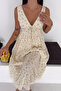 Skirt with Lace Detail Long Crispy Pattern Dress Yellow - 6