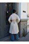 Long Half-Cape Buttoned Belted Trench Coat - 2