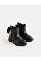 Girls Black Bow Detail Ankle Boots - 2