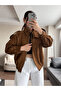 High Collar Double Breasted Buttoned Suede Jacket - 5