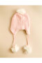 Girls Pink Embroidered Knitted Cap - 4