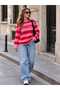 Women's Red Text Detailed Crew Neck Sweatshirt - 7