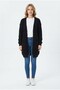 Women's Plain Pocket Detailed Open Front Buttonless Thick Knit Cardigan - 2