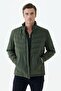 Green Comfort Fit Stand Collar Sports Coat - 3