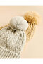 Women Beige And Grey Pom Pom Beanies 2 Piece Set - 2
