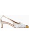 Regent 55 Low Open Court Mules, Glitter Black Mesh and Antique Brass