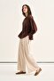 Women's Organic Cotton Drawstring Lace-Up Blouse Brown - 4