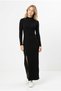 Women's Turtleneck Slit Long Sleeve Ribbed Stylish Casual Dress - 3