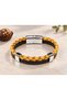 Reldino Saffron Arc Dark Brown Leather Men's Bracelet - Saffron Weave Front Design - 3
