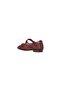 Michaela Burgundy Crystal Embroidered, Mesh Square Toe Buckle Mary Jane Women's Shoes - 3