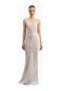 Pearl Detail Plunging Birthday Gown Iridescent Satin Chiffon Maxi Women's Dress - 5