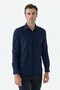 Navy Blue Cotton Blend Patterned Comfort Fit Shirt - 2