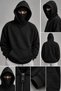 Men's Oversize Motorcycle Printed Zippered Hooded Sweatshirt with Mask and Kangaroo Pocket Streetwear Ho - 2