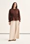 Women's Organic Cotton Drawstring Lace-Up Blouse Brown