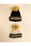 Women Black And Ivory Pom Pom Beanies 2 Piece Set