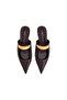 Helena Pierced Mules Claret Red Vegan Leather Heeled Slippers, Stylish and Comfortable Design - 3