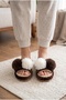 Women's Brown Double Pompom Plush Slippers, Soft Sole House Slippers - 3