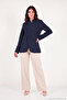 Hakim Lapel Collar Cross Closure Button Detailed Blazer Jacket Women's Jacket 6524064 - 2