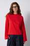 Crop Wide Sleeve Oversize Basic T-Shirt Red 30059 - 3