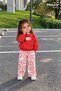 Baby Girl Set with Love Written and Heart Pattern, 2-Piece Top and Bottom Set, Seasonal, 6 9 12 18 24 Months - 2
