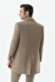 Beige Comfort Fit Mono Collar Woolen Coat - 4