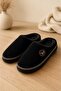 Men's Black Plush Lined Fully Closed House Slippers, Comfortable Non-Slip Sole Winter Room Slippers - 5