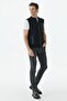 Black Slim Fit Cotton Vest with Pockets - 3