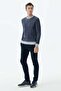 Navy Blue Comfort Fit Patterned Crew Neck Knitwear - 3