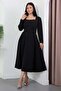 Square Neck Long Sleeve Flared Dress with Stones 2026-5005 - 5