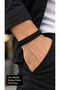 Dramelis Nightbead Black Leather Men's Bracelet - Shiny Black Beaded