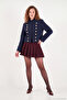 Cotton Judge Collar Napoleon Style Striped Cashmere Textured Jacket Women's Jacket 6811428 - 2