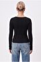Women's Jolie Asymmetrical Detailed Long Sleeve Black Knitted Blouse - 5