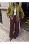 Women's Lined, Drawstring Detailed, High Collar, Zippered, Balloon Sleeve Oversize Bomber Jacket - Green - 2