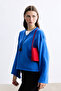 Blue V-Neck Short Sweater - 2