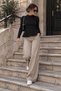 Women's Half-Throat Collar Waist-Fitted Flounce Peplum Long Sleeve Basic Blouse - 2