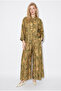 Women's Green Floral Patterned Hakim Collar Kimono Pocket Palazzo Trousers Suit 2315 60286488 - 2