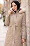 Baklava Pattern Full Length Nova Quilted Plus Size Coat Beige Hnt2802 - 3