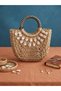 Hand Knitted Straw Rope Women's Seashell Portfolio Hand and Shoulder Clutch Bag