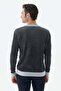 Black Comfort Fit Patterned Crew Neck Knitwear - 5