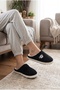 Women's Black Cute Dog Embroidered Plush Velvet House Slippers Non-Slip Silent - 2